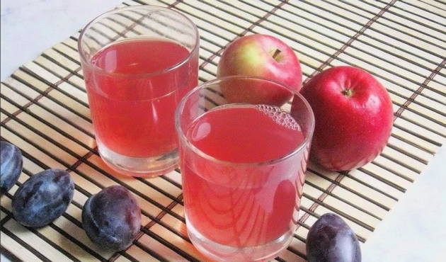 พลัมและผลไม้แช่อิ่มแอปเปิ้ลสำหรับขวด 1 ลิตรสำหรับฤดูหนาว