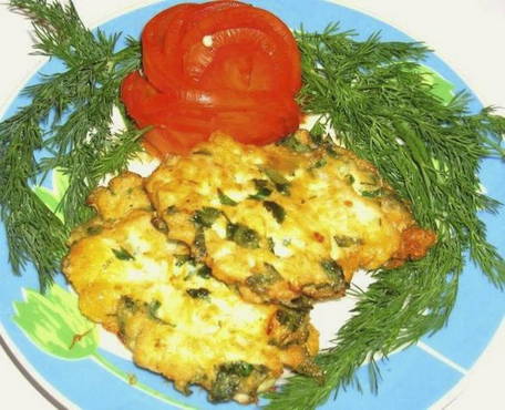 Chopped chicken breast cutlets with cheese and herbs