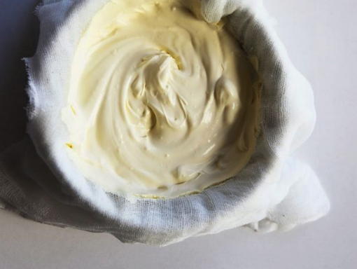 Cream of sour cream, cottage cheese and condensed milk for cake