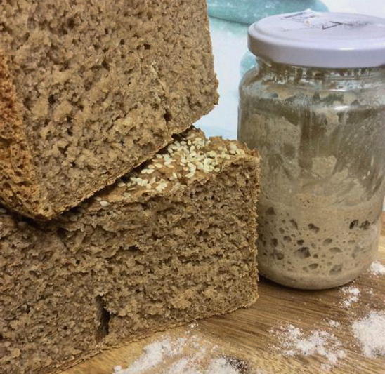 Whole-grain flour-free bread in a bread maker